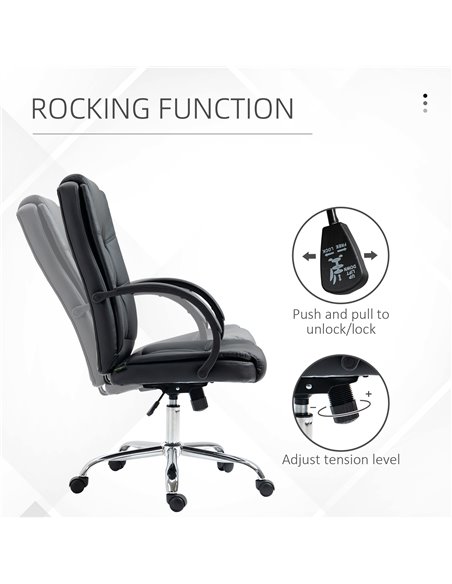 Vinsetto High Back Executive PU Leather Office Chair with Padded Armrests, Black - pic 23112 | FastDaddyshop