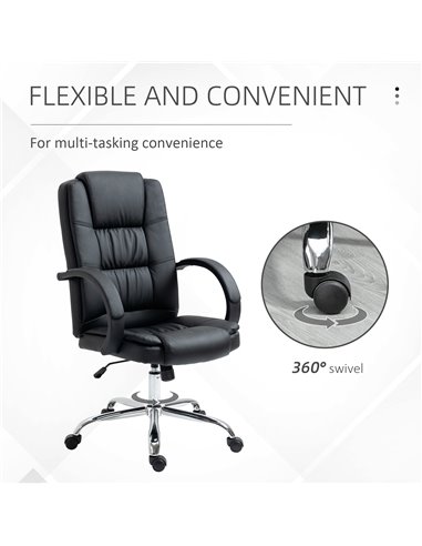 Vinsetto High Back Executive PU Leather Office Chair with Padded Armrests, Black