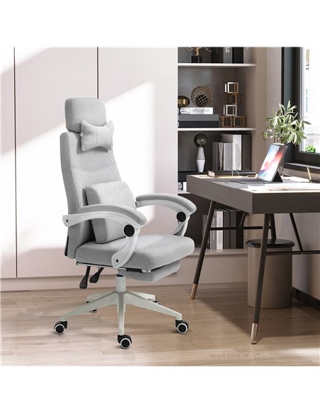 Vinsetto Ergonomic Home Office Chair with 2 Pillows, Armrest, Grey - pic 23128 | FastDaddyshop