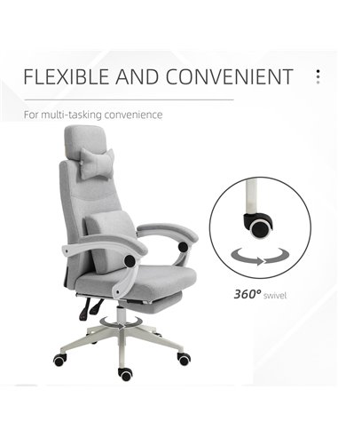 Vinsetto Ergonomic Home Office Chair with 2 Pillows, Armrest, Grey