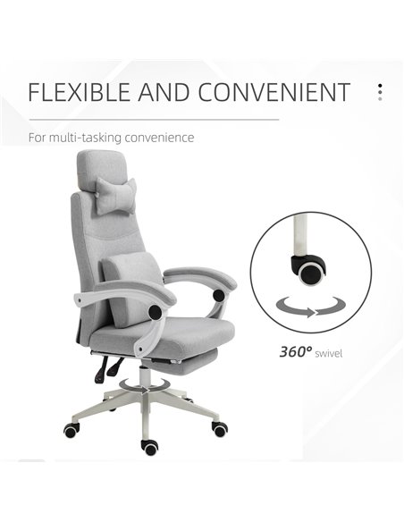 Vinsetto Ergonomic Home Office Chair with 2 Pillows, Armrest, Grey - pic 23130 | FastDaddyshop