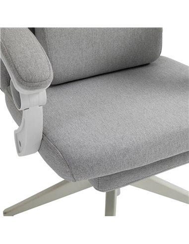 Vinsetto Home Office Chair w/ Manual Footrest Recliner Padded Modern Adjustable Swivel Seat w/ 2 Pillows Armrest Ergonomic Grey