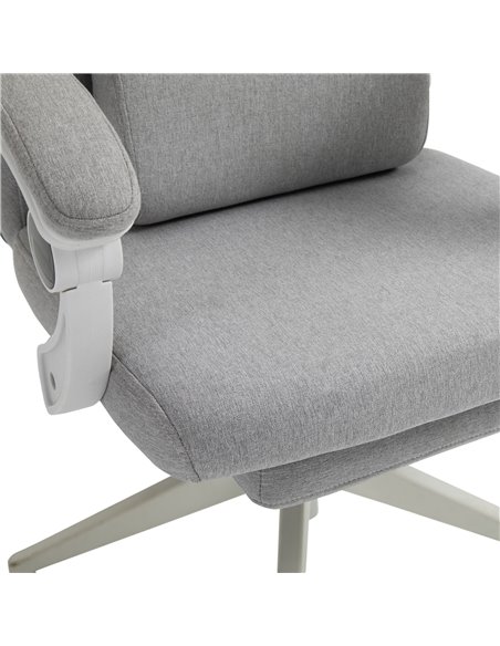 Vinsetto Home Office Chair w/ Manual Footrest Recliner Padded Modern Adjustable Swivel Seat w/ 2 Pillows Armrest Ergonomic Grey - pic 23135 | FastDaddyshop