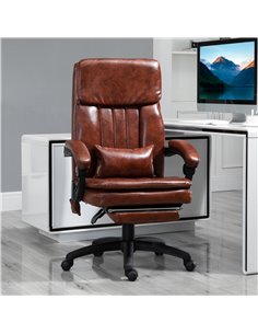 Vinsetto High Back Office Chair with Footrest, 7 Massage Points, PU Leather, Brown 2