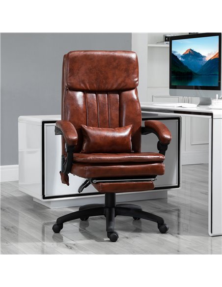 Vinsetto High Back Office Chair with Footrest, 7 Massage Points, PU Leather, Brown - pic 23137 | FastDaddyshop