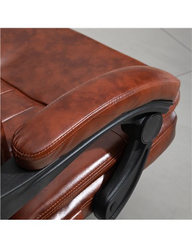 Vinsetto High Back Office Chair with Footrest, 7 Massage Points, PU Leather, Brown