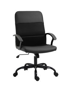 Vinsetto PVC Leather & Mesh Panel Blend Office Chair with, Tilt, 5 Wheels, Stylish Black