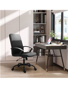 Vinsetto PVC Leather & Mesh Panel Blend Office Chair with, Tilt, 5 Wheels, Stylish Black 2