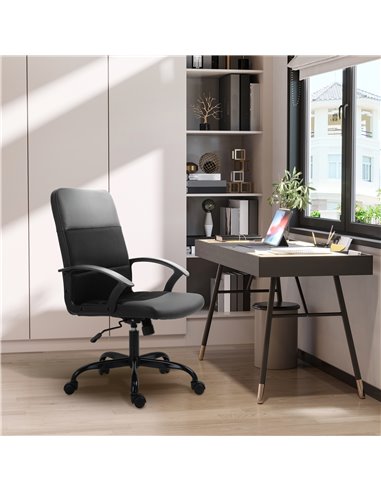 Vinsetto PVC Leather & Mesh Panel Blend Office Chair with, Tilt, 5 Wheels, Stylish Black