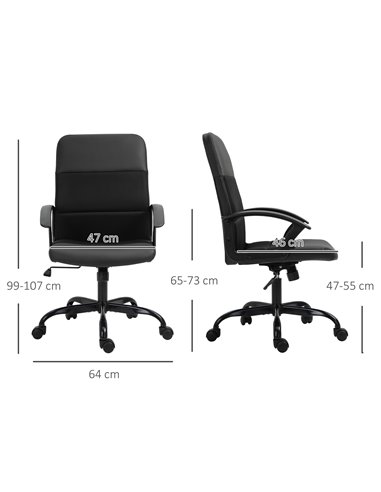 Vinsetto PVC Leather & Mesh Panel Blend Office Chair with, Tilt, 5 Wheels, Stylish Black