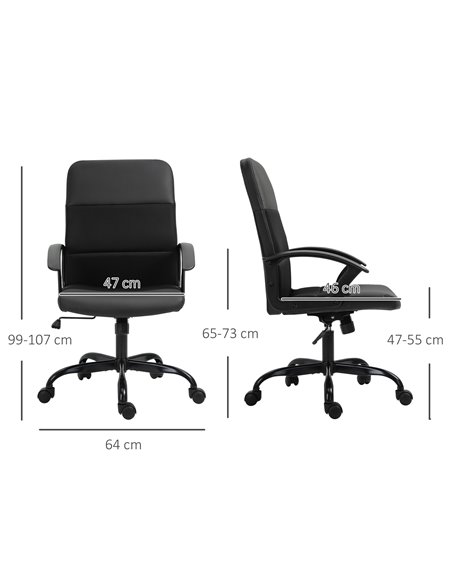 Vinsetto PVC Leather & Mesh Panel Blend Office Chair with, Tilt, 5 Wheels, Stylish Black - pic 23147 | FastDaddyshop