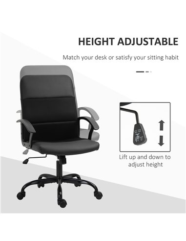 Vinsetto PVC Leather & Mesh Panel Blend Office Chair with, Tilt, 5 Wheels, Stylish Black