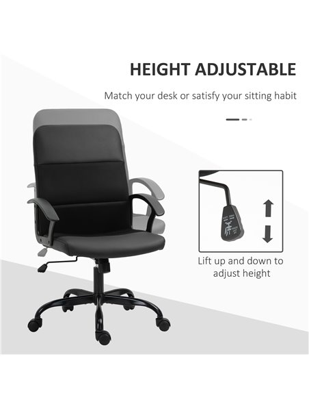 Vinsetto PVC Leather & Mesh Panel Blend Office Chair with, Tilt, 5 Wheels, Stylish Black - pic 23148 | FastDaddyshop