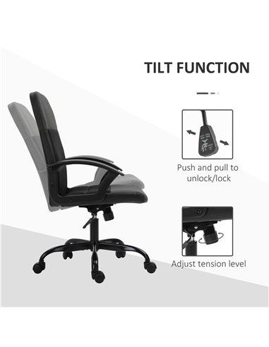 Vinsetto PVC Leather & Mesh Panel Blend Office Chair with, Tilt, 5 Wheels, Stylish Black