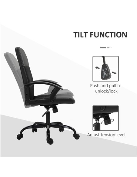 Vinsetto PVC Leather & Mesh Panel Blend Office Chair with, Tilt, 5 Wheels, Stylish Black - pic 23149 | FastDaddyshop