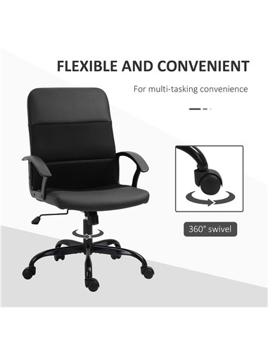 Vinsetto PVC Leather & Mesh Panel Blend Office Chair with, Tilt, 5 Wheels, Stylish Black