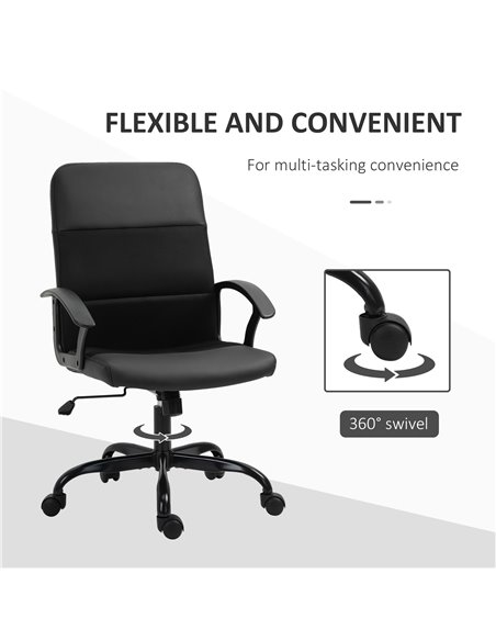 Vinsetto PVC Leather & Mesh Panel Blend Office Chair with, Tilt, 5 Wheels, Stylish Black - pic 23150 | FastDaddyshop
