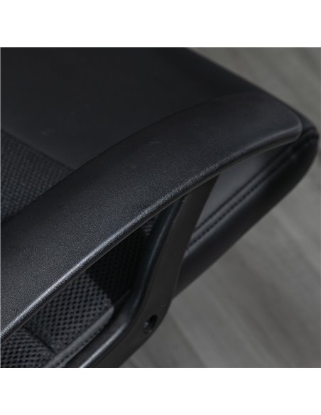 Vinsetto PVC Leather & Mesh Panel Blend Office Chair with, Tilt, 5 Wheels, Stylish Black - pic 23153 | FastDaddyshop