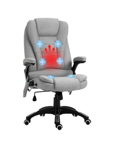 Vinsetto High Back Ergonomic Office Chair with Massager, Heated, Light Grey - pic 23154 | FastDaddyshop