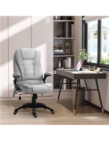 Vinsetto High Back Ergonomic Office Chair with Massager, Heated, Light Grey