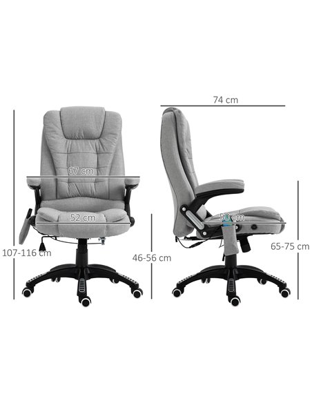 Vinsetto High Back Ergonomic Office Chair with Massager, Heated, Light Grey - pic 23156 | FastDaddyshop