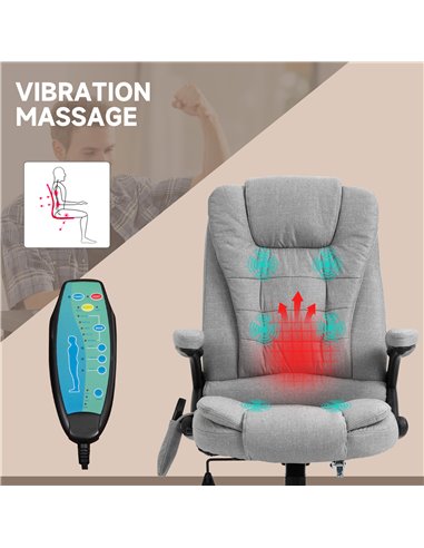 Vinsetto High Back Ergonomic Office Chair with Massager, Heated, Light Grey