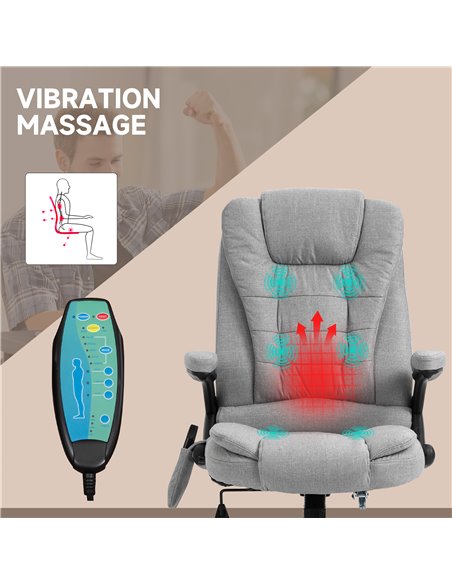 Vinsetto High Back Ergonomic Office Chair with Massager, Heated, Light Grey - pic 23157 | FastDaddyshop