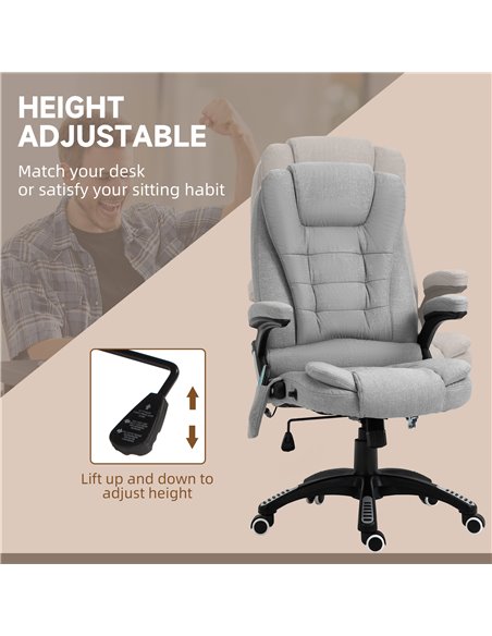Vinsetto High Back Ergonomic Office Chair with Massager, Heated, Light Grey - pic 23158 | FastDaddyshop
