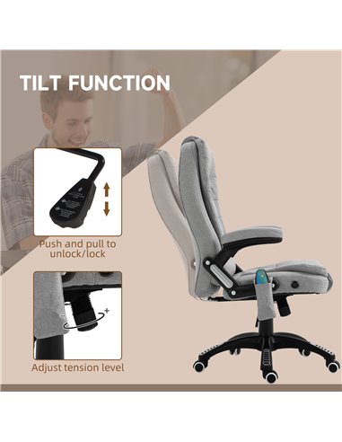 Vinsetto High Back Ergonomic Office Chair with Massager, Heated, Light Grey