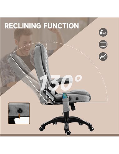 Vinsetto High Back Ergonomic Office Chair with Massager, Heated, Light Grey