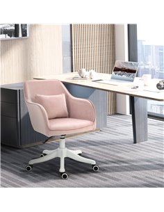Vinsetto Velvet Style Office Chair with Rechargeable Electric Vibration Massage Lumbar Pillow, Pink 2