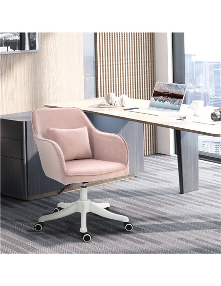 Vinsetto Velvet Style Office Chair with Rechargeable Electric Vibration Massage Lumbar Pillow, Pink - pic 23164 | FastDaddyshop