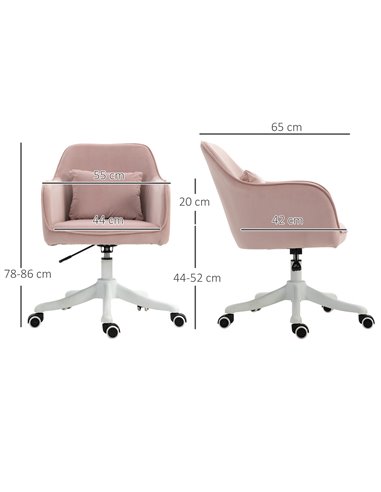 Vinsetto Velvet Style Office Chair with Rechargeable Electric Vibration Massage Lumbar Pillow, Pink