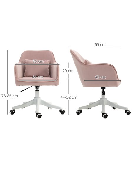 Vinsetto Velvet Style Office Chair with Rechargeable Electric Vibration Massage Lumbar Pillow, Pink - pic 23165 | FastDaddyshop