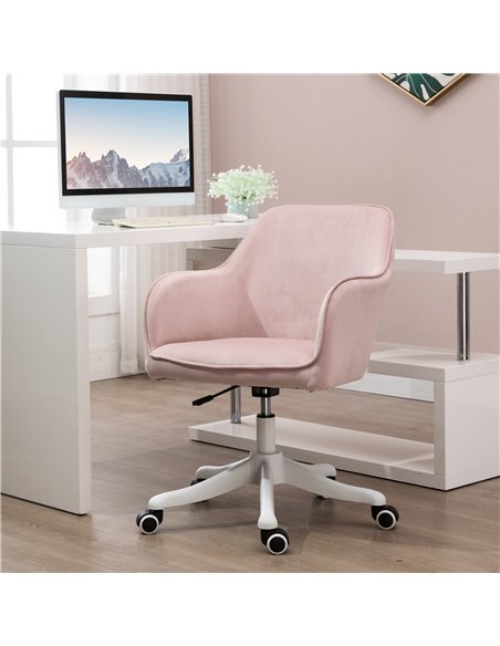Vinsetto Velvet Style Office Chair with Rechargeable Electric Vibration Massage Lumbar Pillow, Wheels, Pink - pic 23171 | FastDaddyshop