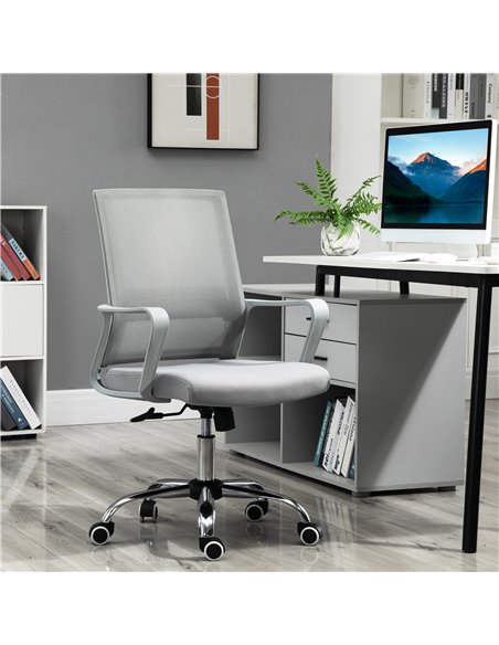 Vinsetto Ergonomic Mesh Desk Chair with Adjustable Height Armrest, Grey - pic 23173 | FastDaddyshop