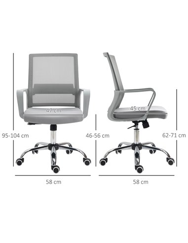 Vinsetto Ergonomic Mesh Desk Chair with Adjustable Height Armrest, Grey