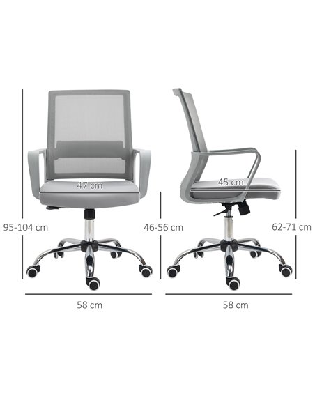 Vinsetto Ergonomic Mesh Desk Chair with Adjustable Height Armrest, Grey - pic 23174 | FastDaddyshop