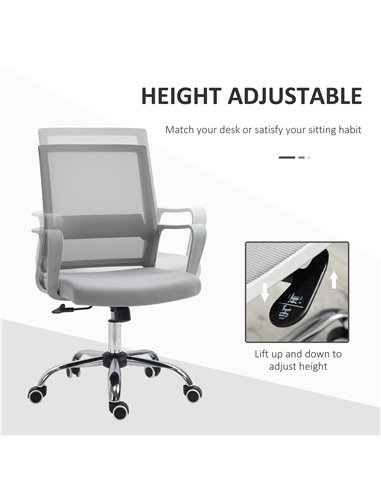 Vinsetto Ergonomic Mesh Desk Chair with Adjustable Height Armrest, Grey