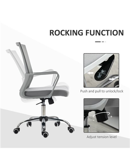 Vinsetto Ergonomic Desk Chair Mesh Office Chair with Adjustable Height Armrest and 360° Swivel Castor Wheels Grey - pic 23176 | FastDaddyshop