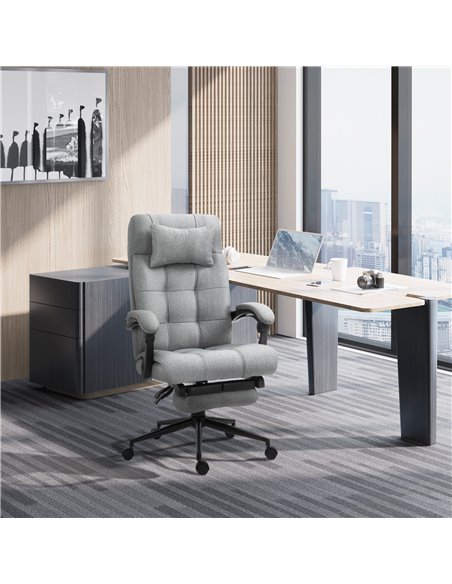 Vinsetto Ergonomic Office Chair with Footrest, Armrests, Headrest, Light Grey - pic 23182 | FastDaddyshop