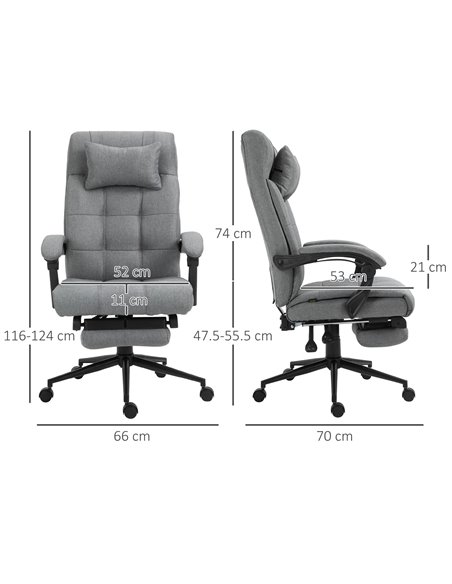 Vinsetto Ergonomic Office Chair with Footrest, Armrests, Headrest, Light Grey - pic 23183 | FastDaddyshop