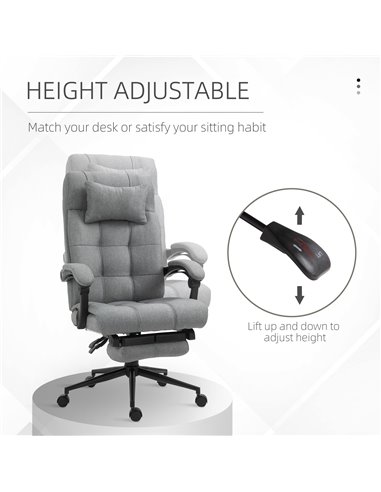Vinsetto Ergonomic Office Chair with Footrest, Armrests, Headrest, Light Grey