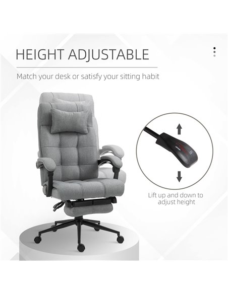 Vinsetto Ergonomic Office Chair with Footrest, Armrests, Headrest, Light Grey - pic 23184 | FastDaddyshop