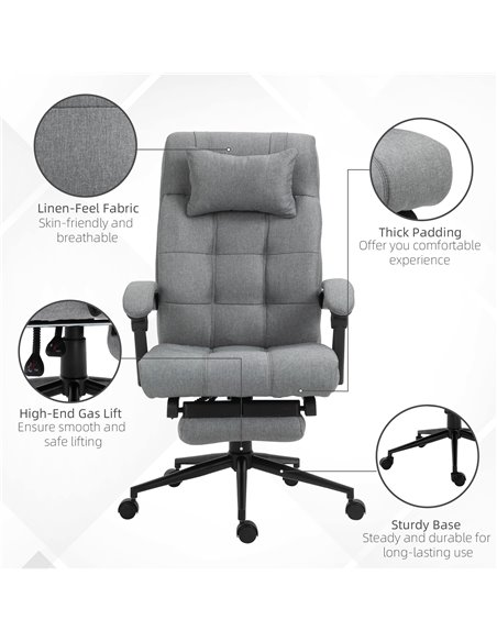 Vinsetto Office Chair with Footrest Ergonomic Office Chair with Armrests Lumber Support and Headrest Light Grey - pic 23187 | FastDaddyshop
