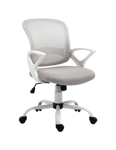 Vinsetto Mesh Swivel Office Desk Chair with Lumbar Back Support, Armrests, Grey - pic 23190 | FastDaddyshop