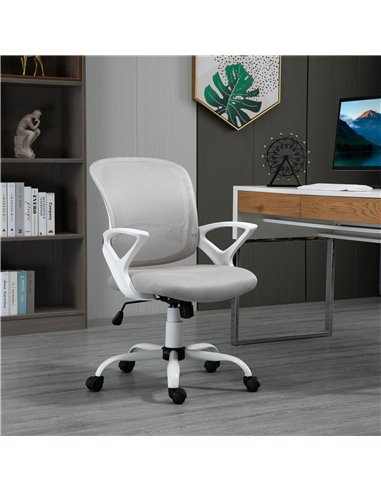 Vinsetto Mesh Swivel Office Desk Chair with Lumbar Back Support, Armrests, Grey