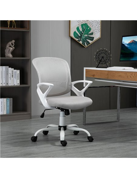 Vinsetto Mesh Swivel Office Desk Chair with Lumbar Back Support, Armrests, Grey - pic 23191 | FastDaddyshop
