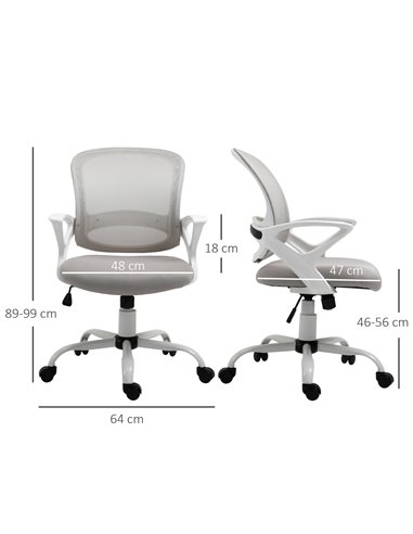 Vinsetto Mesh Swivel Office Desk Chair with Lumbar Back Support, Armrests, Grey
