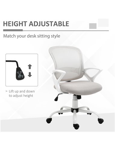 Vinsetto Mesh Swivel Office Desk Chair with Lumbar Back Support, Armrests, Grey